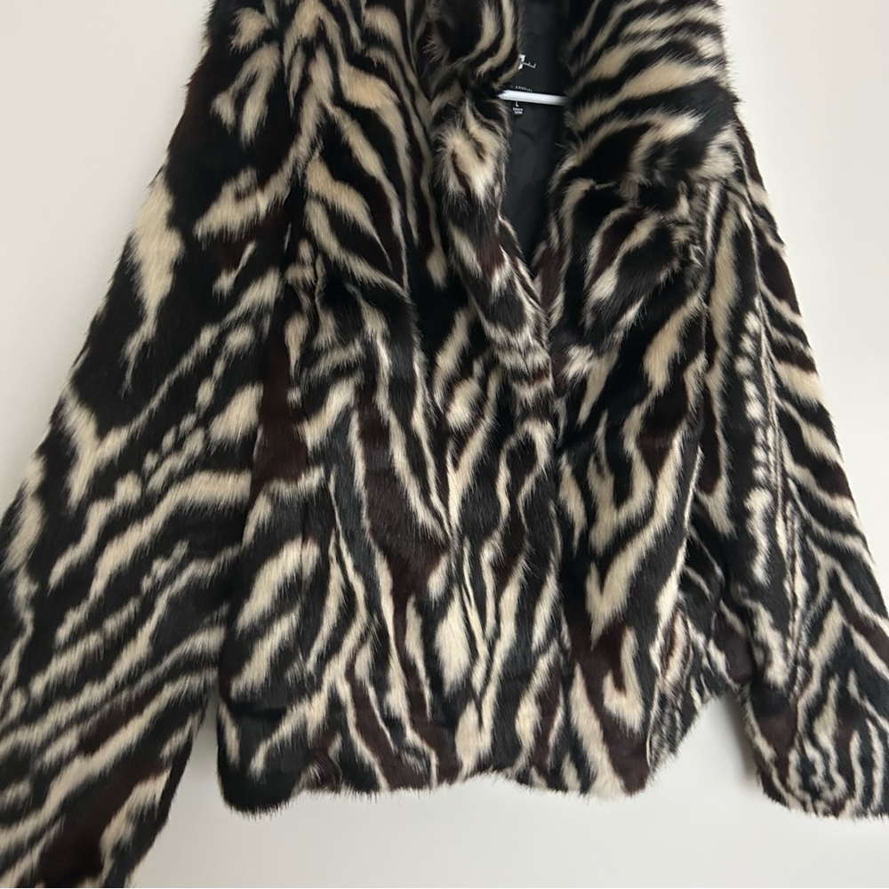 7 For All Mankind Faux-Fur Zebra-Print Jacket Size Large - Picture 3 of 6